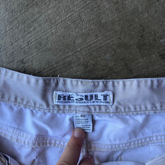 VINTAGE RESULT SHORTS Y2K CARGO WHITE BAGGY SUMMER FITS 37 - Picture 4 of 6